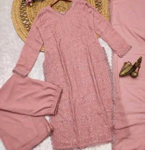 Elegant Pink Embroidered Kurta Set