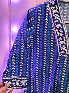 Blue &amp; White Printed Kurta