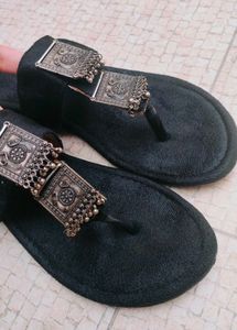 Black Flats with Silver Detail