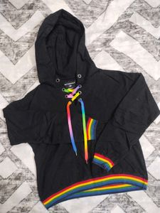 Black Hoodie with Rainbow Laces