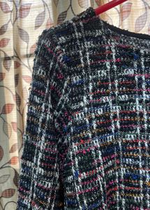 Multi Colour Textured Tweed Top