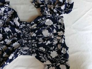 Brand New Floral Mini Dress Dark Blue with Slit