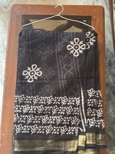 Black And White Cotton Silk Saree