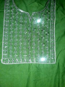 Green Embroidered Kurti Top