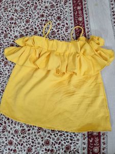 Yellow Ruffled Off-Shoulder Top