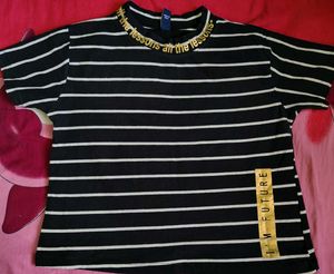 Striped Graphic Cropped Tee