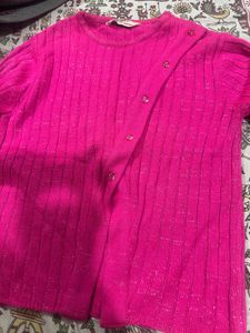 Magenta Knit Cardigan