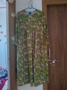 Green Floral Print Kurta Set