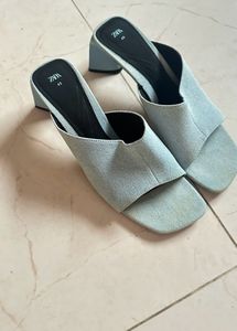 Block Heel Sandals- Denim