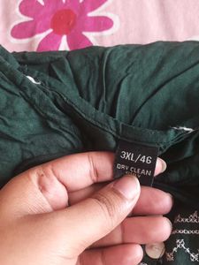 Green Embroidered Peasant Blouse