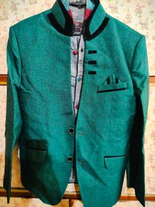 Emerald Green Mandarin Collar Blazer