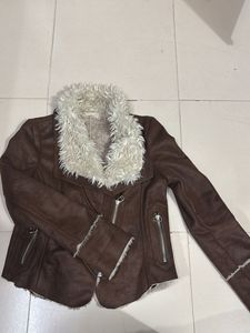 Brown Faux Fur Collar Jacket