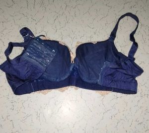 Navy &amp; Beige Lace Bra