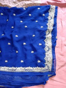 Royal Blue Embellished Saree