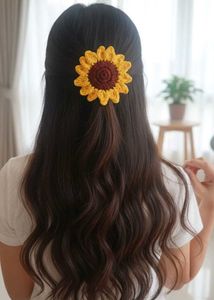 handmade Crochet Sunflower clip