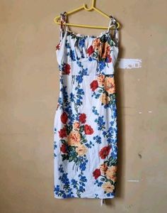 Tie Up Sleeves Floral Dress