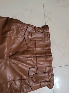 Brown Faux Leather Pants
