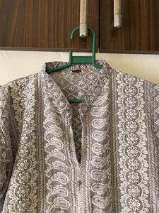 Grey Embroidered Kurta