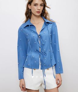 Blue Pearl Embellished Shirt