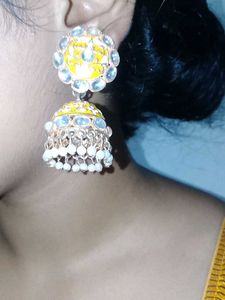 Yellow Jhumka Earrings