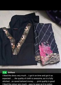 Elegant Black V_Neck Embroidered Kurta Set 🥰💝