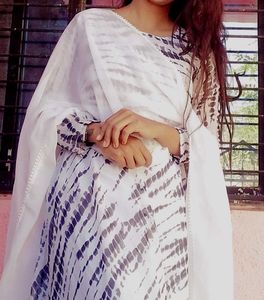 Tie-Dye Print Dress with Scarf