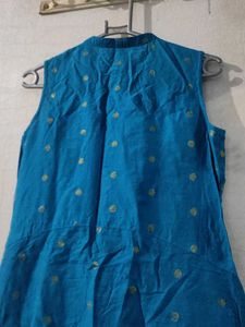 Festive Blue Polka Dot Ethnic Kurti