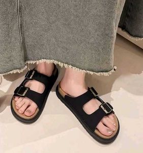 Thailand Black Double Buckle Sandals