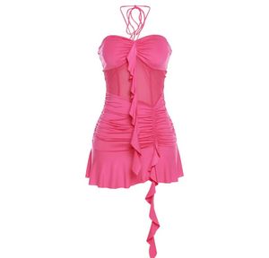 Pink Ruffle Mini Dress