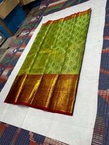 Green &amp; Red Pure Kanchipuram Silk Saree