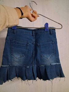 Upcycled Denim Self Design Skirt