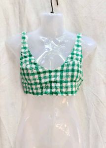 171611. Zara Green Checkered Crop Top