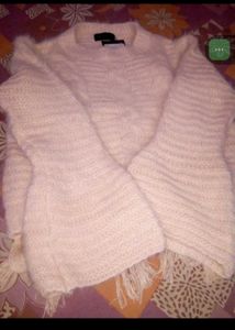 Pink Self Design Sweater