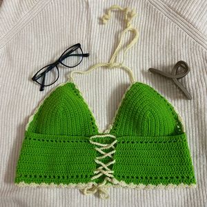 Crochet Halter Top - Green