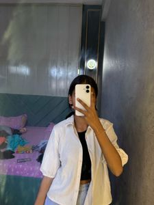 White textured button-down shirt