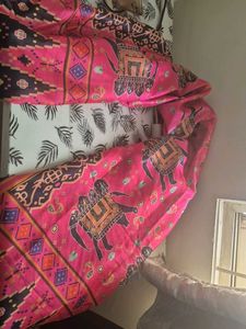 Rani pink printed festive dupatta