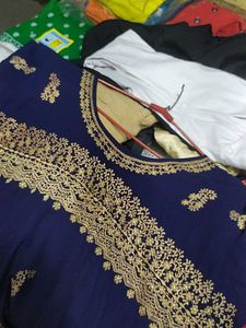 Navy Blue Embroidered Dress
