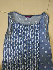 Blue A-line printed kurta
