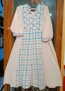 Checkered Button-Down Anarkali Pattern Kurti
