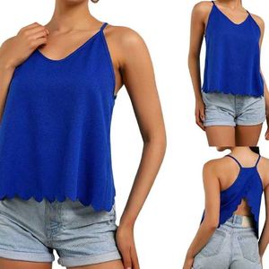 Shein Blue Scalloped Cami Tank Top