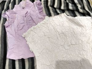Lavender Shirt And White Free Size Top