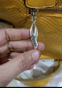 Yellow Snakeskin Satchel