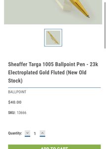Vintage Scheaffer Ball Pen 23k Gold Electroplated