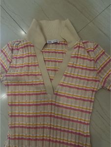 Zara Striped Knit Midi Dress