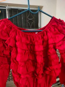 Red Ruffle Top