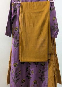 Purple &amp; Mustard Yellow Printed Kurta with Sharara