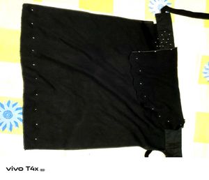 Black Embroidered Hijab or Nosepiece