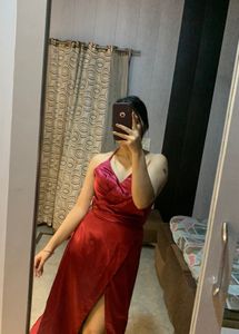 Pretty Satin Party Slit Dress🎀❤️💗