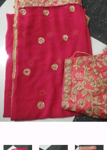 Embroidery Design Saree With Free Size Blouse