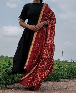 Long Anarkali Kurti With Bandhani Dupatta